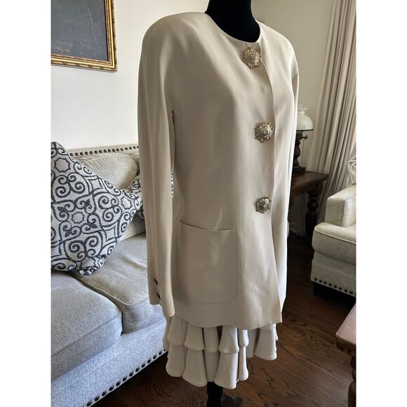 Mimmina 2 piece formal set wedding Victorian dress blazer vintage ruffle,  44 10 - Picture 4 of 16